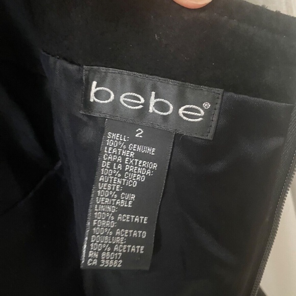 Bebe Black Suede Leather Lined Slip Sleeveless Rocker Mini Dress Zipper Size 2 - Picture 3 of 5
